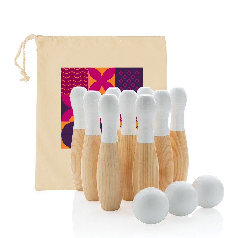 Wooden skittles set